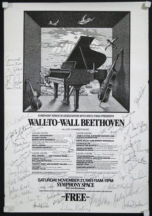 a poster with a piano and a violin
