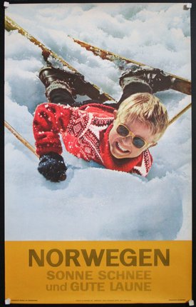 a poster of a boy on skis