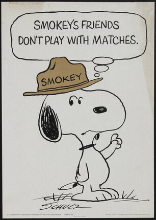 a poster with a cartoon of a dog wearing a hat