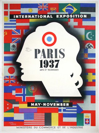 a poster of a woman's head with a flag