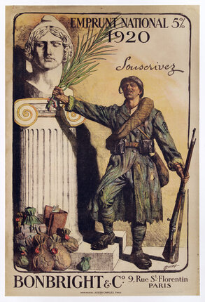a poster of a soldier holding a plant