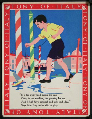 a poster of a boy pulling a rope