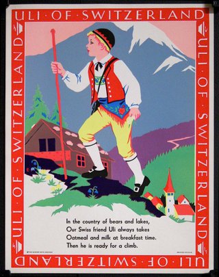 a poster of a boy walking on a mountain