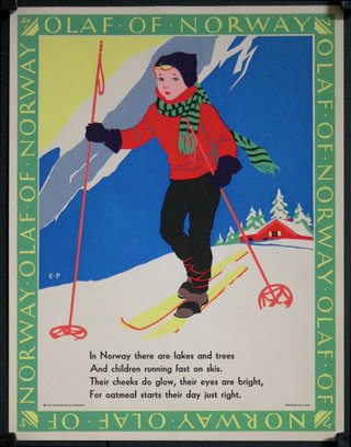 a poster of a child skiing