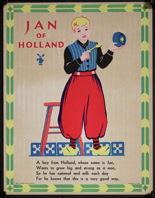 a poster of a boy holding a bowl