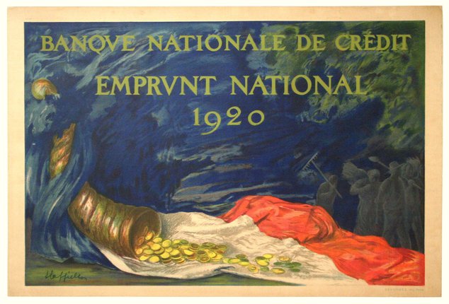 a poster with a flag and a jar of gold coins