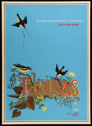 a poster with birds on branches