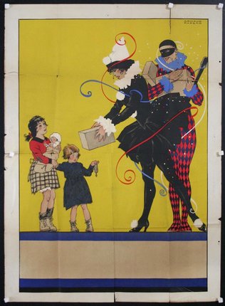 a poster of a clown and a group of children