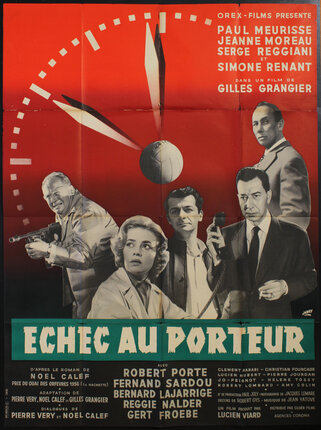 a movie poster with the cast and a large clock
