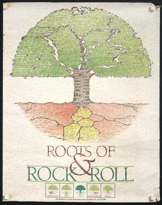 a poster with a tree and text