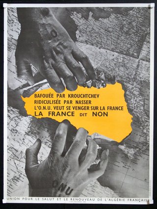 a poster with hands on a map