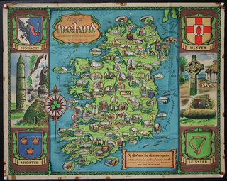 a map of ireland with different symbols