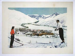 a man and woman skiing in the snow
