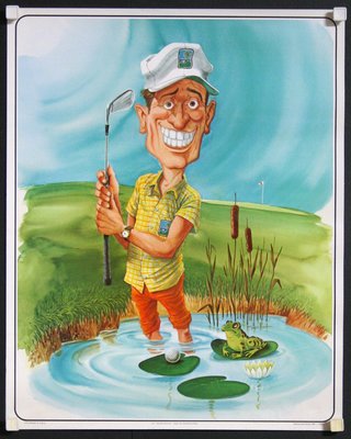 a cartoon of a man holding a golf club