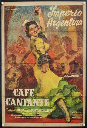a poster of a woman dancing with a guitar and a bat