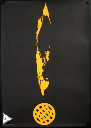 a yellow map on a black background