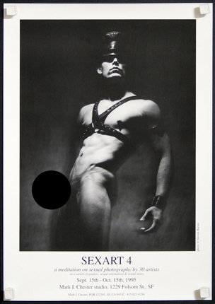 a poster of a man wearing a leather harness