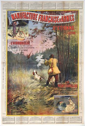 a poster of a man shooting a dog