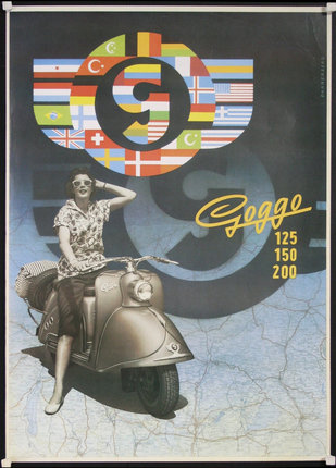 a poster of a woman on a scooter