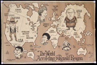 a map of the world with cartoon faces
