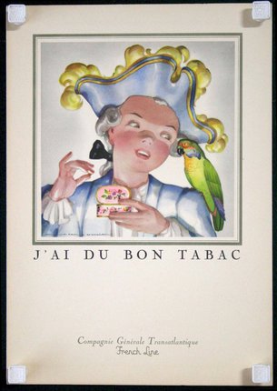 a poster of a woman with a parrot