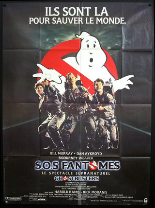a movie poster with a ghostbusters logo
