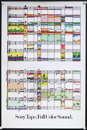a sheet of music with colorful notes