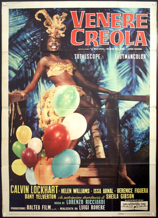 a poster of a woman with balloons