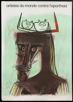 a drawing of a horse with two cats on top of it