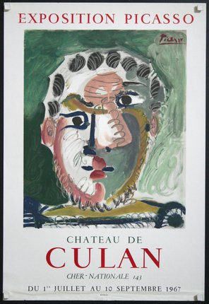 a poster with a painting of a man