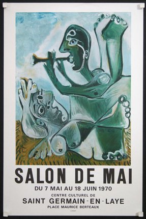 a poster with a man playing a trumpet