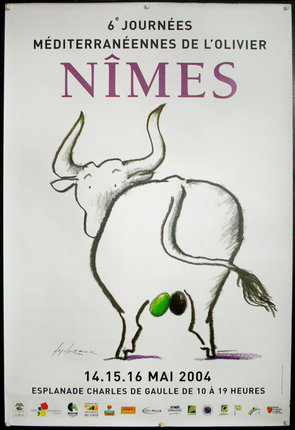 a poster with a bull