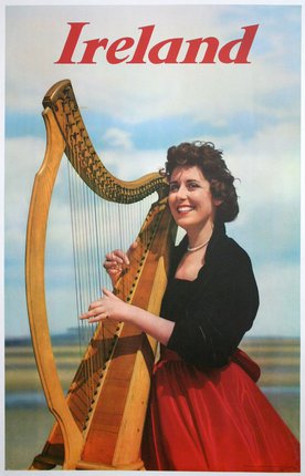 a woman playing a harp