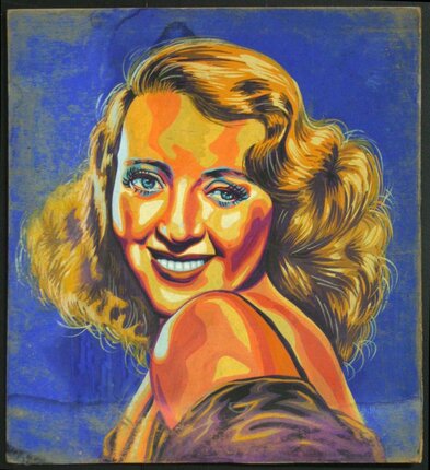 a painting of a woman smiling