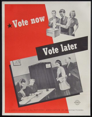 a poster of a voting process