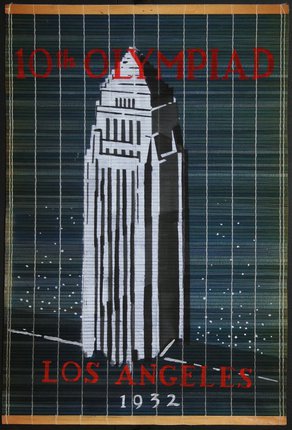 a poster with a tall building