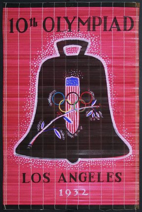 a poster with a bell and olympic rings