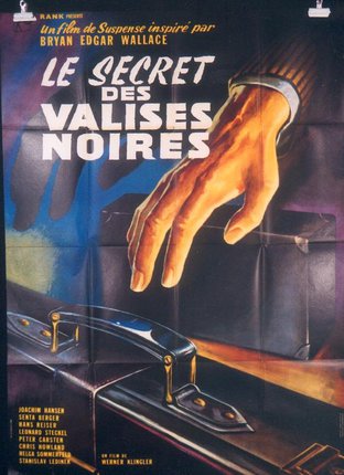 a poster of a hand reaching for a suitcase