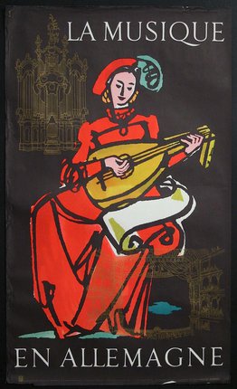 a woman playing a lute