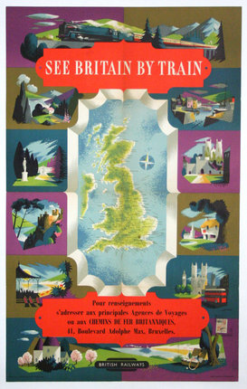 a poster with a map of england