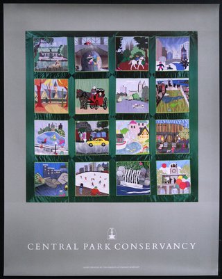 a poster with a quilt
