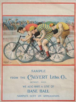 a poster of a group of men riding bicycles