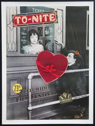 a poster with a heart shaped object