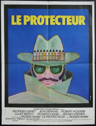 a movie poster of a man wearing a hat and sunglasses