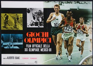a poster of a group of people running