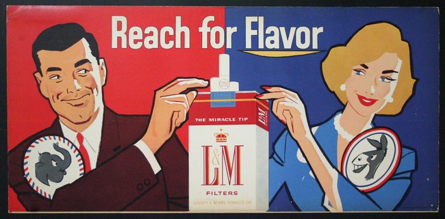 a poster of a man and woman holding a cigarette