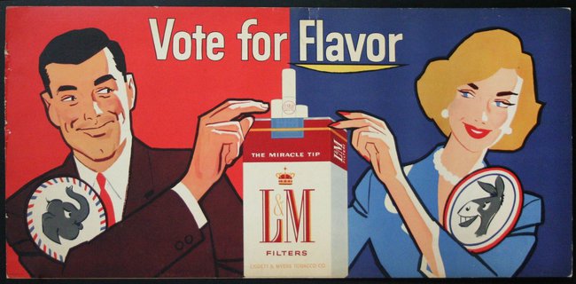a poster of a man and woman holding a cigarette