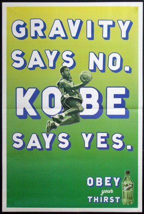 a poster of a man jumping with a ball