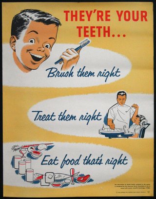 a poster with a boy and a toothbrush