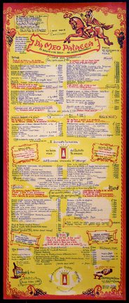 a yellow and red menu